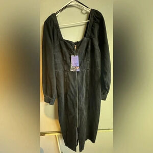 Target women’s Future Collective Kahlana Barfield Black Denim Dress‎ Fall NWT 16